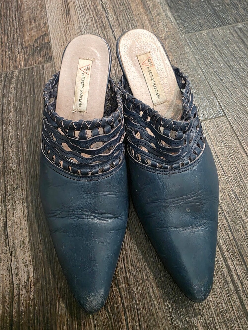 GUESS Vintage Braided Leather Mules Shoes